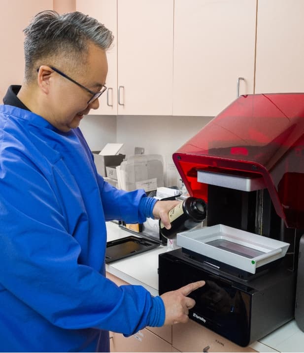 Dentist using machine